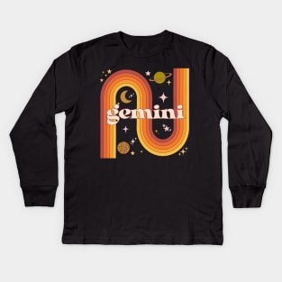 Gemini  Zodiac Sign - 70s gemini Horoscope Sign Kids Long Sleeve T-Shirt